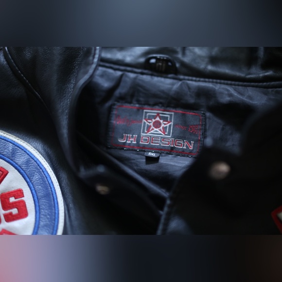 JH Design MLB Patch Real LeatherJacket - Picture 2 of 11